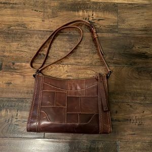 Frye Brown Leather Crossover Bag. Length 11 1/2inch Height 9inch